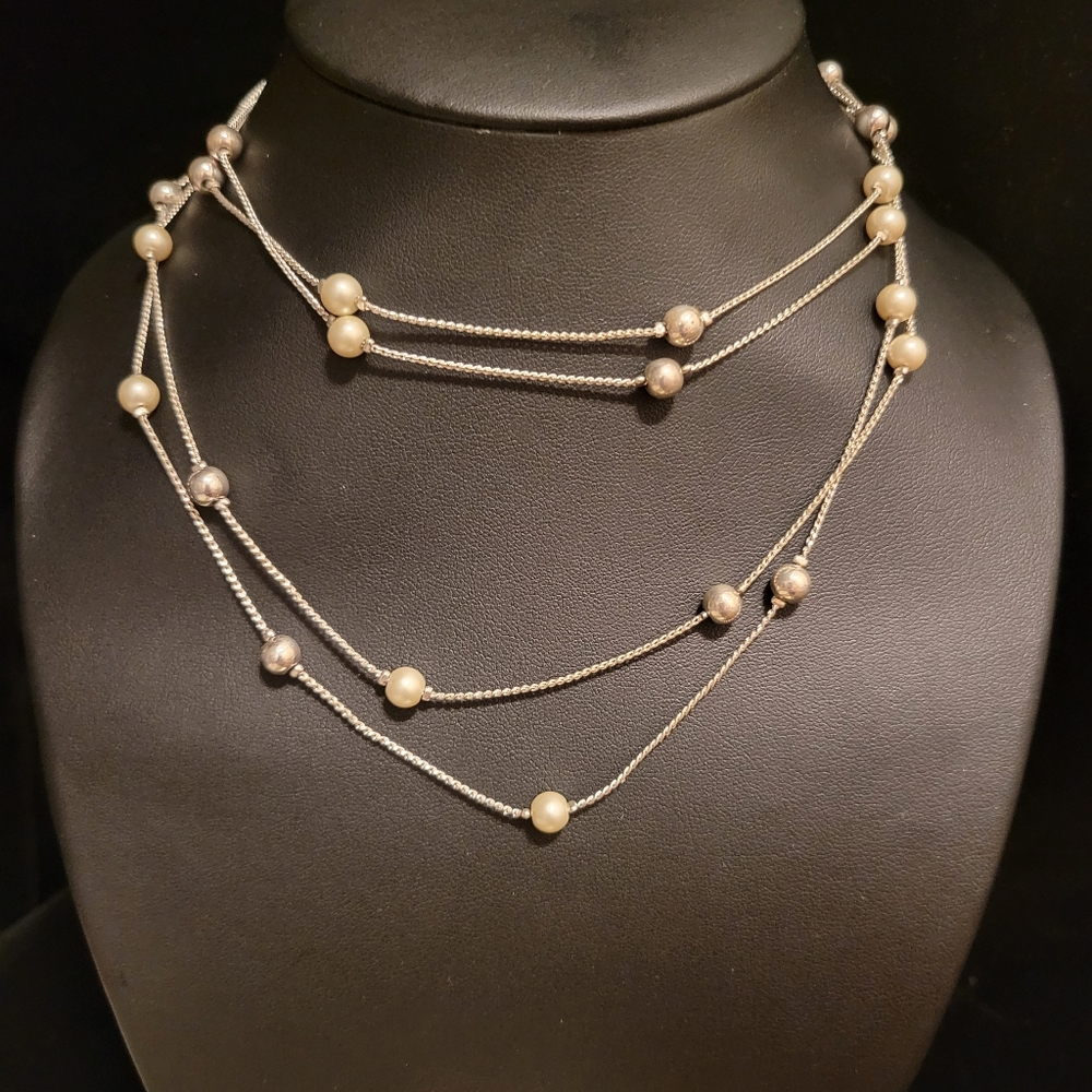 Vintage Layering Faux Pearl Necklace